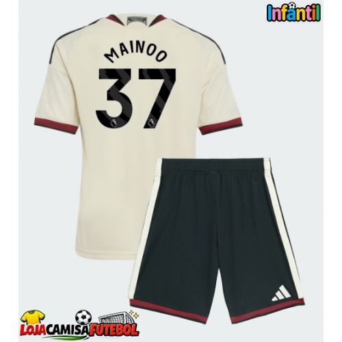 Camisa de Futebol Manchester United Kobbie Mainoo #37 Equipamento Alternativo Infantil 2026-27 Manga Curta (+ Calças curtas)